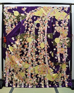 正絹手描き京友禅振袖・紫地花尽くし|fun1009|レンタル大阪 正絹手描き京友禅振袖・紫地花尽くし|fun1009|レンタル大阪