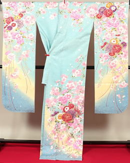 正絹高級振袖・ブルー【nhr-2301】|高級呉服セレクトショップ：きもの粋人|大阪都島、日産呉服・和田甚