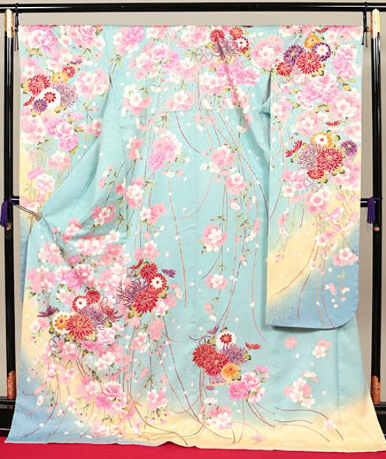 正絹高級振袖・ブルー【nhr-2301】|高級呉服セレクトショップ:きもの粋人|大阪都島、日産呉服・和田甚 正絹高級振袖・ブルー【nhr-2301】|高級呉服セレクトショップ:きもの粋人|大阪都島、日産呉服・和田甚