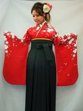 袴レンタル大阪・赤地桜小花:H-002 袴レンタル大阪・赤地桜小花:H-002