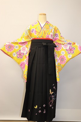 卒業式、袴レンタル大阪:黄色・ピンク小袖+袴レンタル|H-019|大阪。地下鉄都島駅徒歩1分 卒業式、袴レンタル大阪:黄色・ピンク小袖+袴レンタル|H-019|大阪。地下鉄都島駅徒歩1分