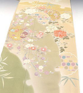白木染匠謹製、正絹最高級手描き京友禅：hmn-2005b|レンタルキモノ|大阪、日産呉服・都島店