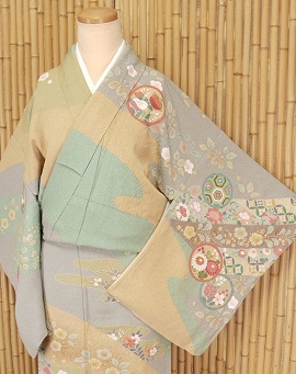 桶絞り、手描き友禅訪問着:H-043|レンタルキモノ|大阪・日産呉服・都島店 桶絞り、手描き友禅訪問着:H-043|レンタルキモノ|大阪・日産呉服・都島店