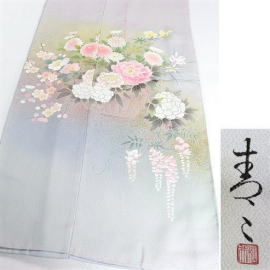 正絹2代目松井青々、手描き京友禅ブルー:ho-2002|高級呉服販売&レンタル|大阪、日産呉服・都島店 正絹2代目松井青々、手描き京友禅ブルー:ho-2002|高級呉服販売&レンタル|大阪、日産呉服・都島店