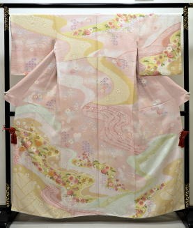 正絹刺繍入り染め分けピンク訪問着【H-014】.レンタル大阪 正絹刺繍入り染め分けピンク訪問着【H-014】.レンタル大阪