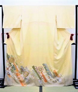 正絹京友禅色留袖、黄色|itr-002|色留袖レンタル大阪 正絹京友禅色留袖、黄色|itr-002|色留袖レンタル大阪