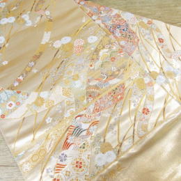 正絹長嶋織物謹製、本金箔袋帯 参考上代:¥385,000 正絹長嶋織物謹製、本金箔袋帯 参考上代:¥385,000