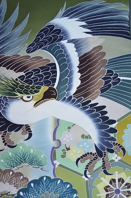 高級着物専門キモノ粋人|正絹最高級手描き京友禅緑色産着男の子:um-2003|大阪、日産呉服・都島店