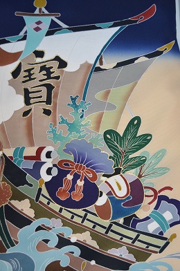 高級着物専門キモノ粋人|正絹最高級手描き京友禅紺色染め分け産着男の子:um-2004|大阪、日産呉服・都島店